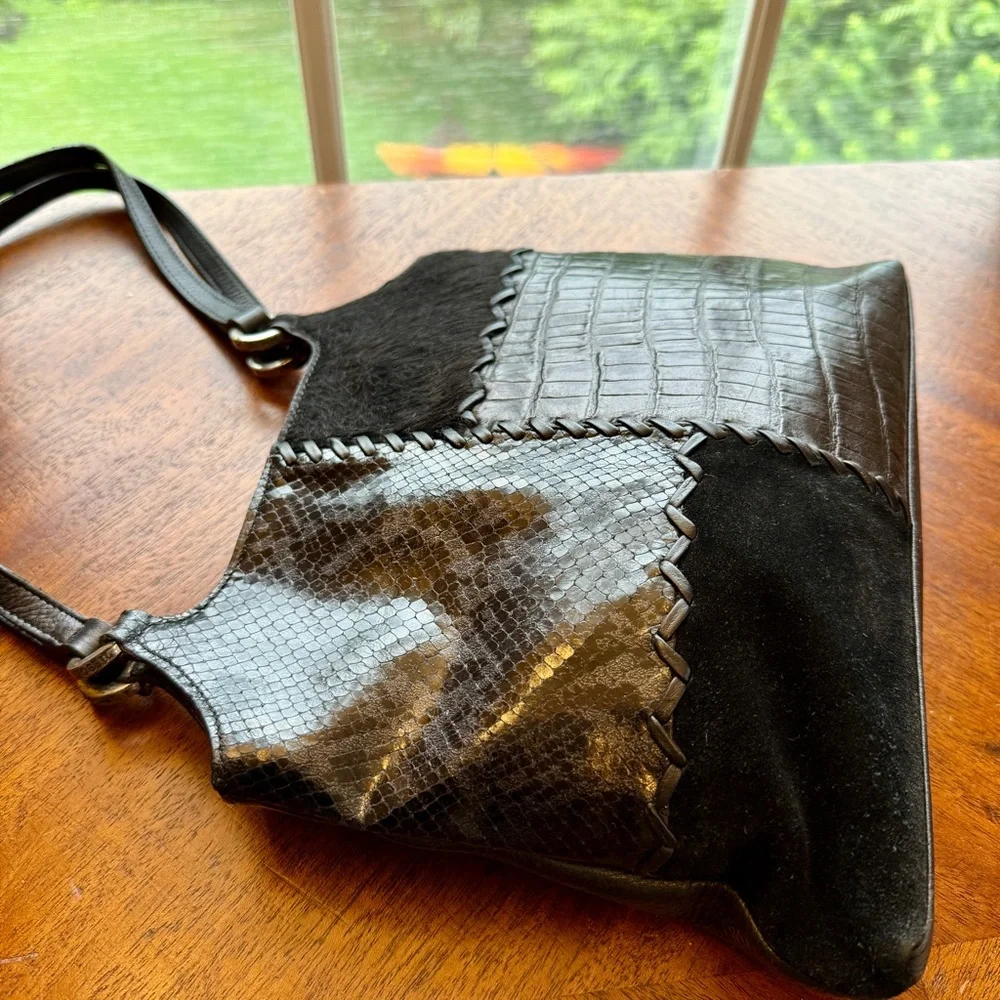 Fossil Mixed Media Black Leather Bag